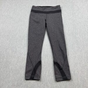 Lululemon Leggings Women 4 Black Run Inspire Crop II Giant Herringbone Heathered